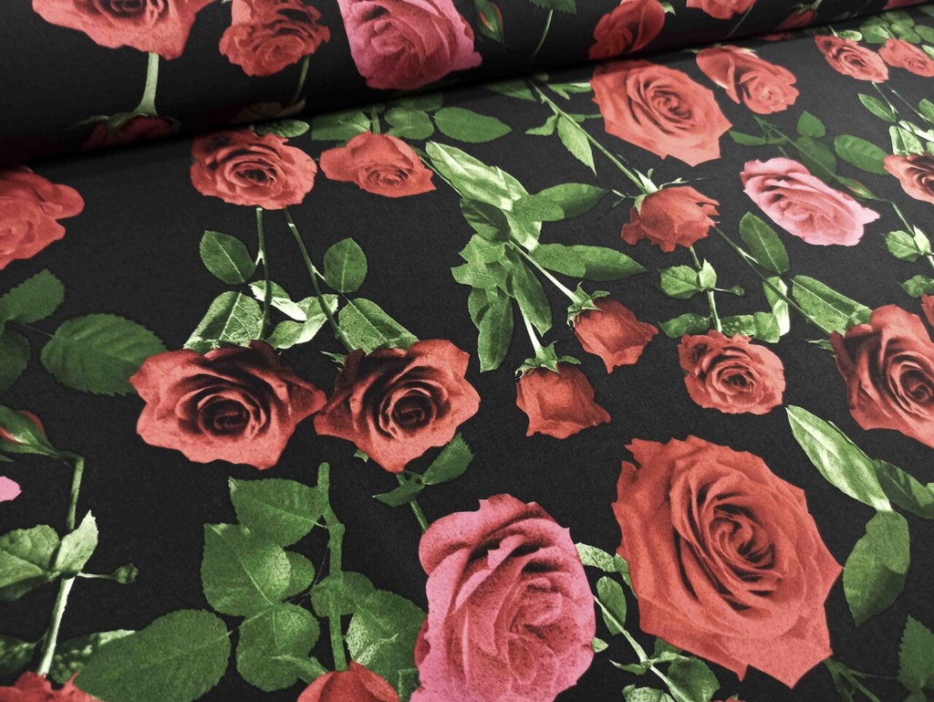 Crespón estampado con rosas