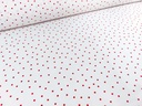 Algodón 100% fondo blanco lunar rojo