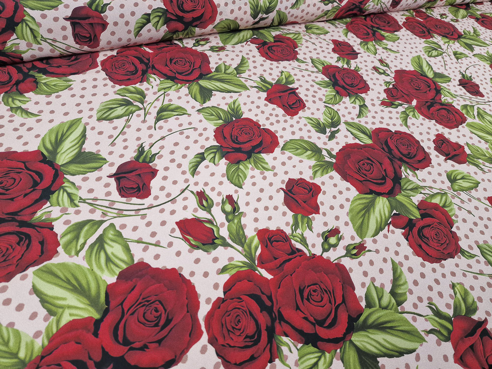 Crespón rosa con lunar y estampado