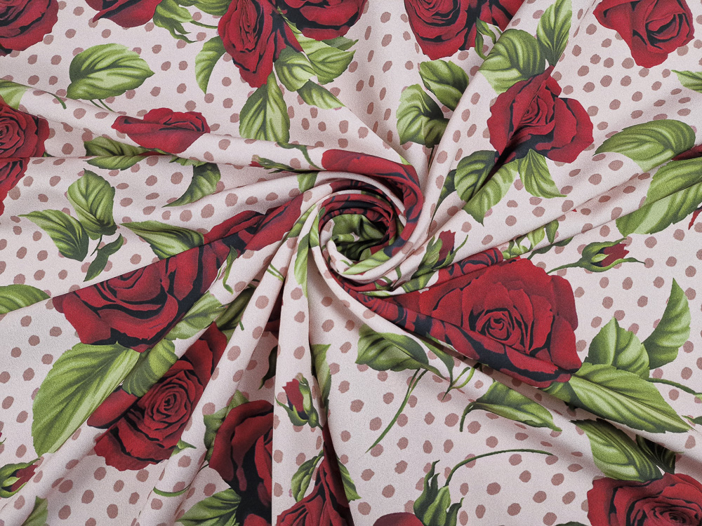 Crespón rosa con lunar y estampado