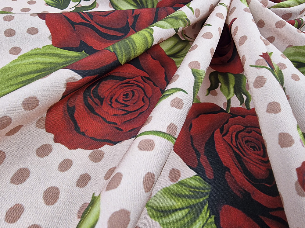 Crespón rosa con lunar y estampado