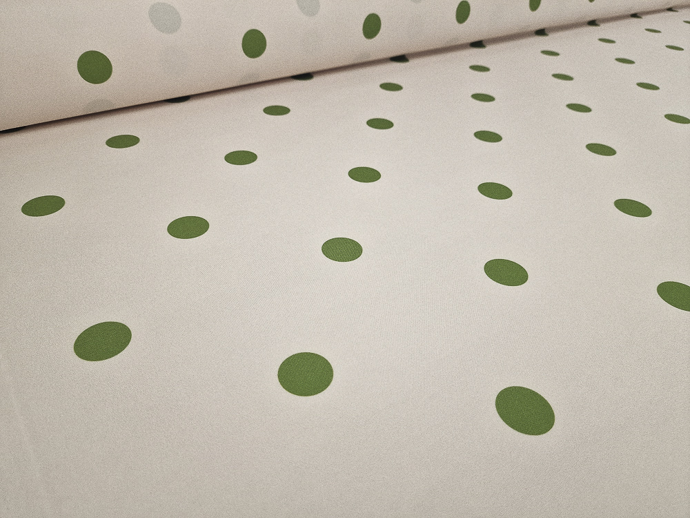 Strech fondo crudo lunar verde aceituna 3cm