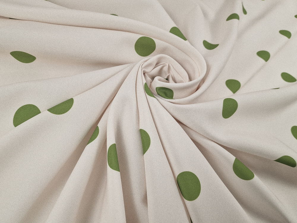 Strech fondo crudo lunar verde aceituna 3cm