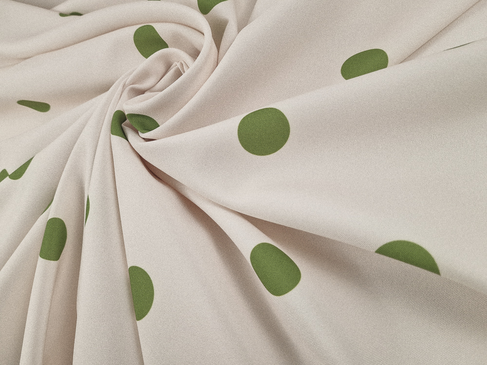 Strech fondo crudo lunar verde aceituna 3cm