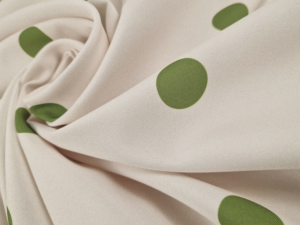 Strech fondo crudo lunar verde aceituna 3cm