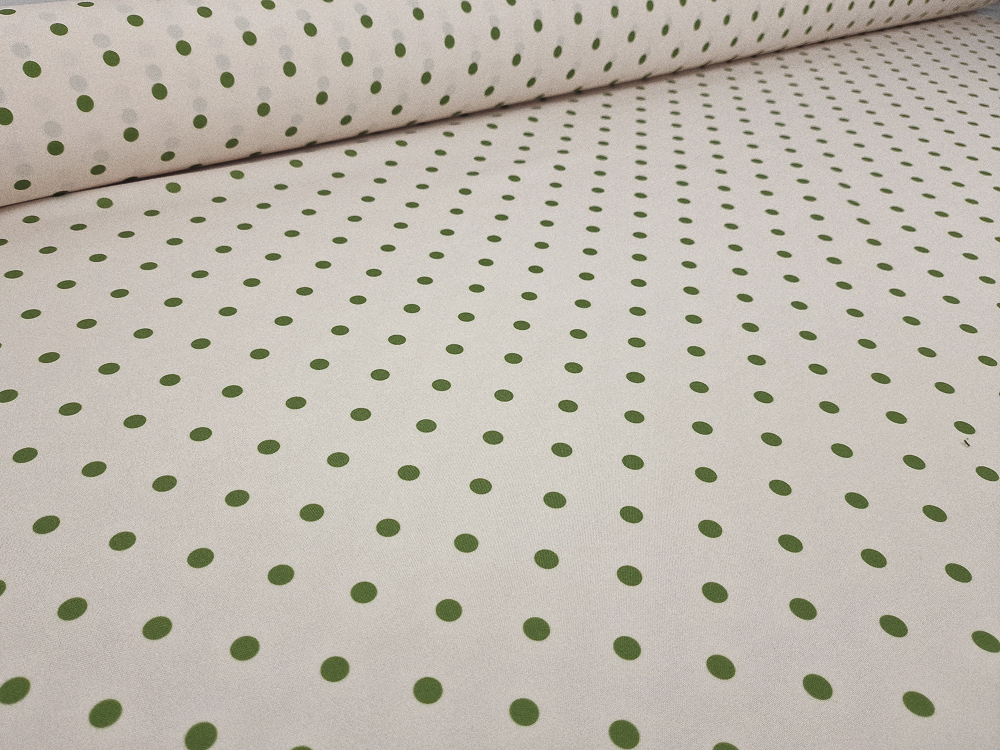 Strech fondo crudo lunar verde aceituna 1cm