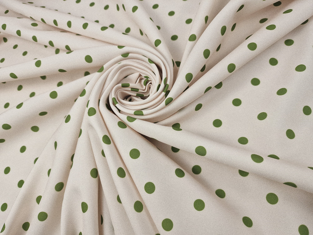 Strech fondo crudo lunar verde aceituna 1cm