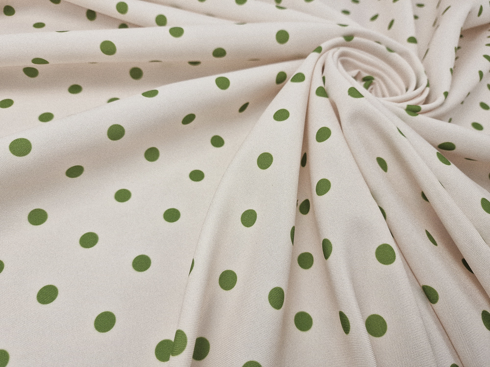 Strech fondo crudo lunar verde aceituna 1cm