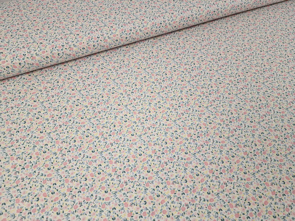 Algodón 100% Fleur rosa bebe