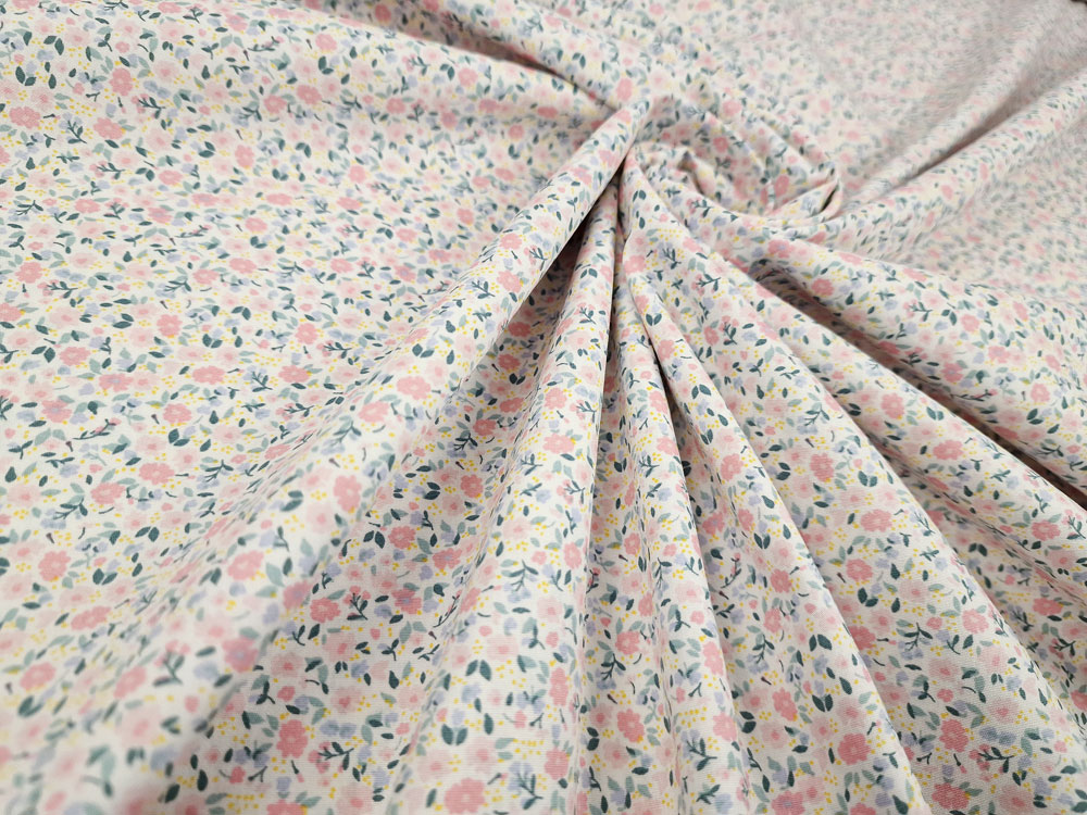 Algodón 100% Fleur rosa bebe