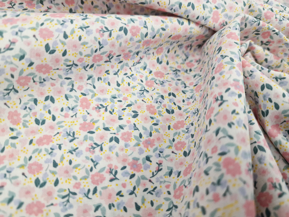 Algodón 100% Fleur rosa bebe