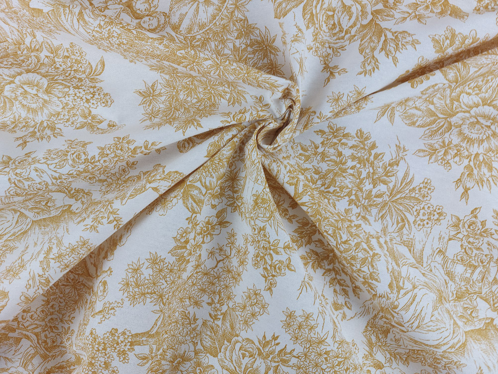 Loneta resinada toile de jouy mostaza