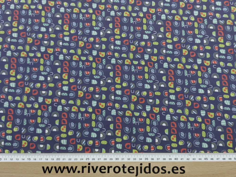 Algodón 100%, figuritas comecocos colores