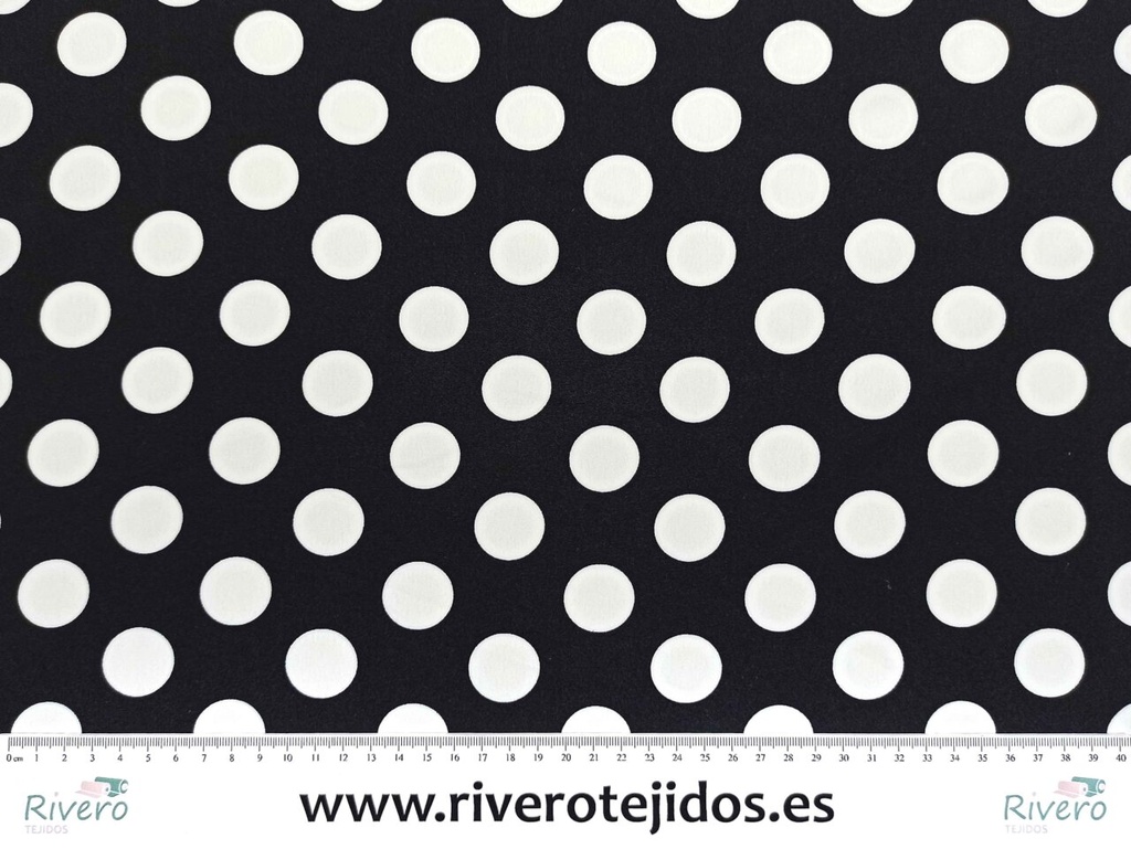 Crespón negro lunar blanco