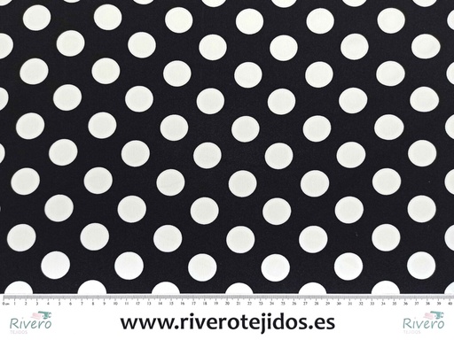 [LUN2.5-212] Crespón negro lunar blanco