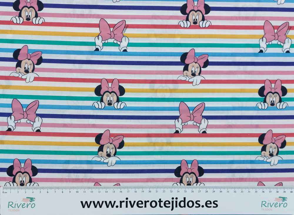 Algodón Minnie rayas colores