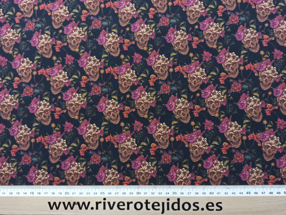 Algodón 100%, calavera rosa