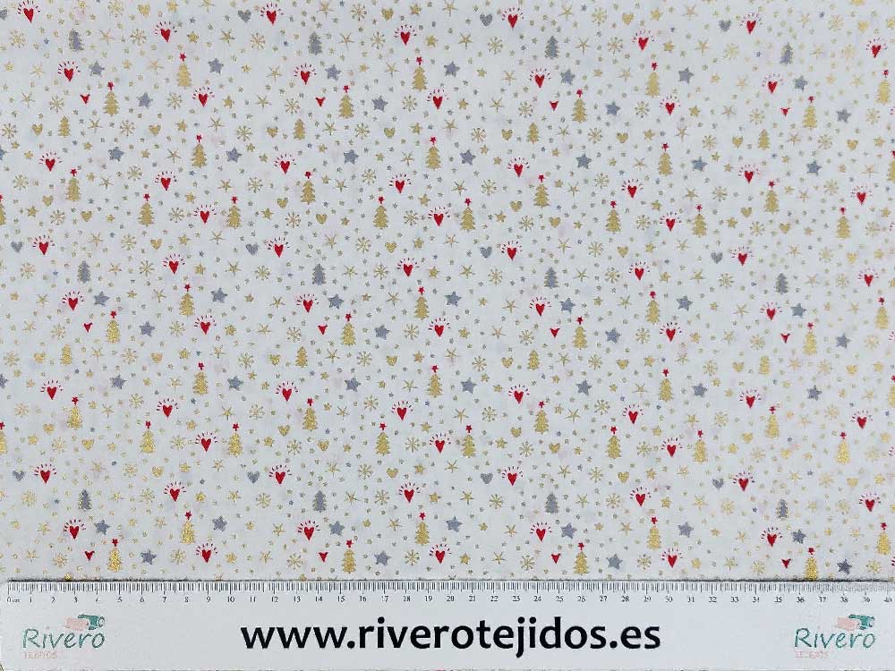 Algodon 100% pino navidad blanco
