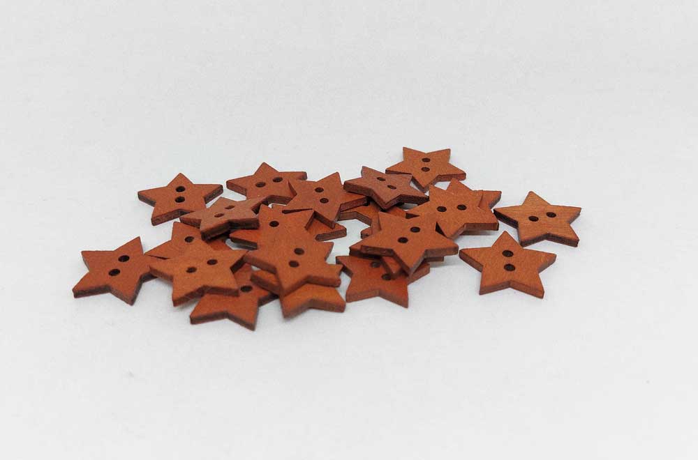 Botón madera estrella marrón