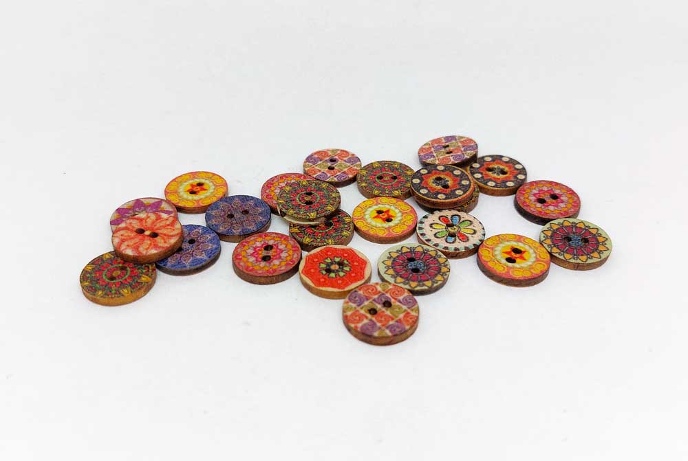 Botón madera estampado 15mm