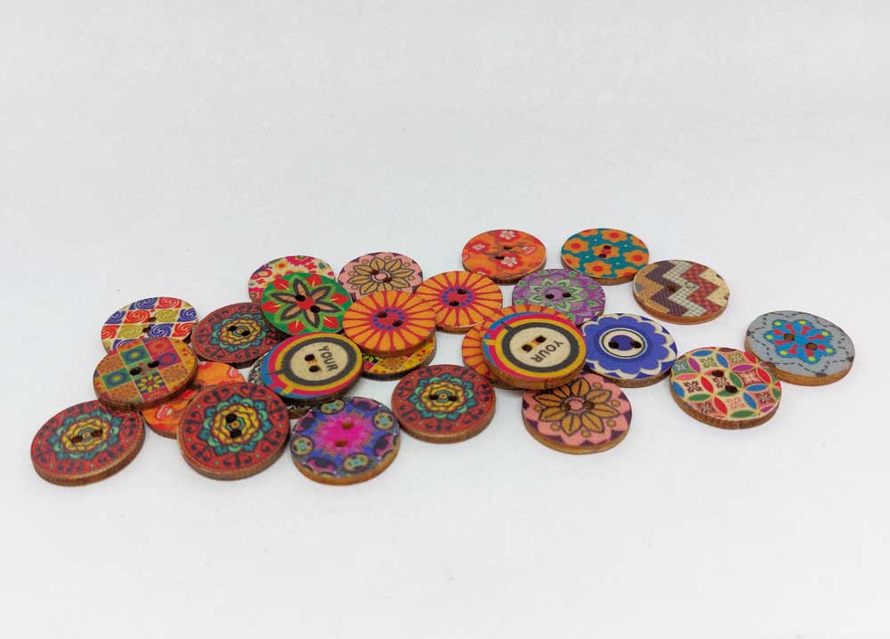 Botón madera estampado 20mm