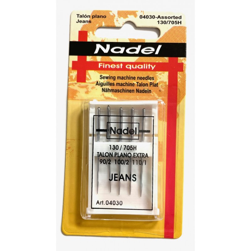 Agujas máquina talón plano jeans