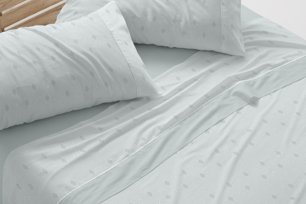 Juego de sábanas tela DORVEL 871 turquesa Burrito blanco