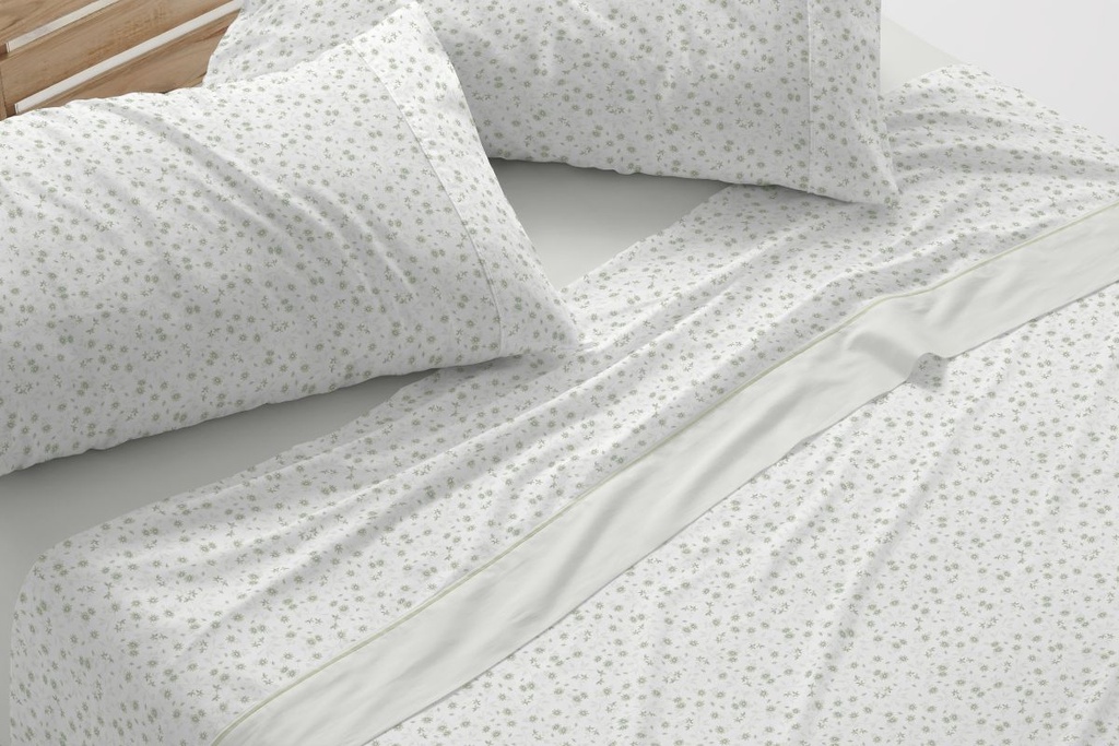 Juego de sábanas de tela DORVEL 869 verde Burrito blanco