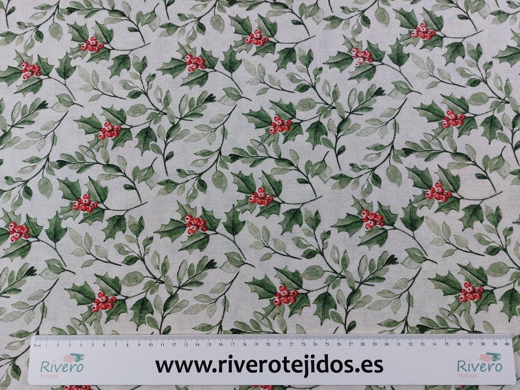 Loneta resinada Holly Christmas