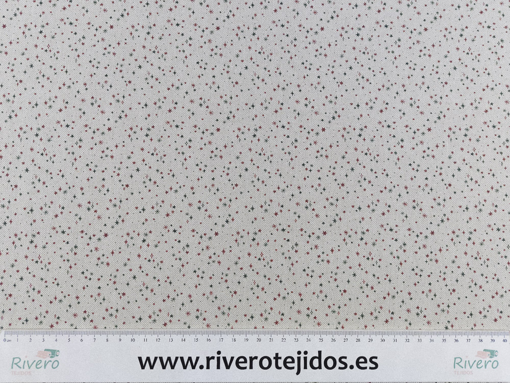Popelín aspecto lino estrellas navidad