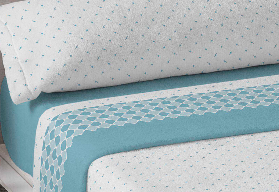 Sábana coralina KARAMELO Yera azul