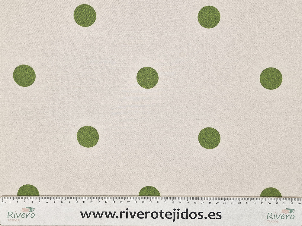 Strech fondo crudo lunar verde aceituna 3cm