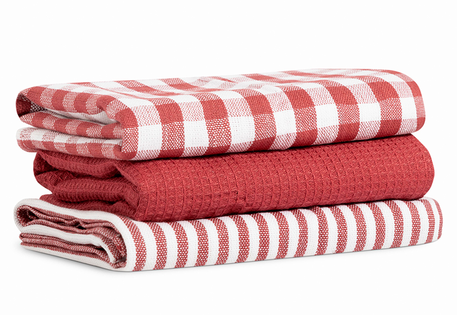 Set 3 paños cocina Algodón Vichy-Liso-Rayas