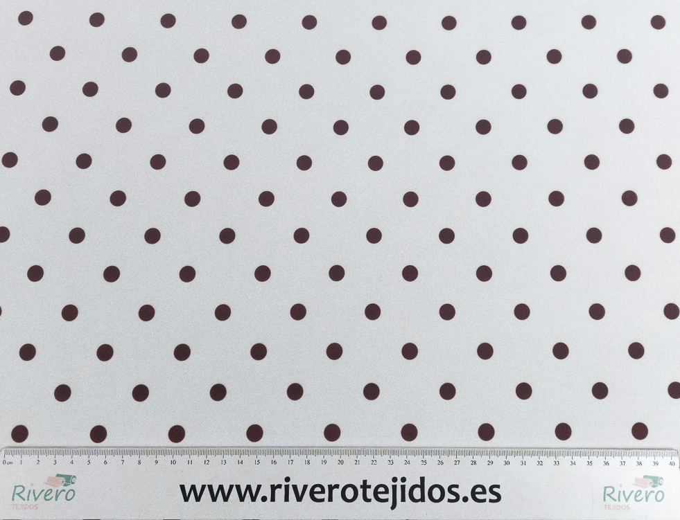 Strech fondo blanco lunar chocolate