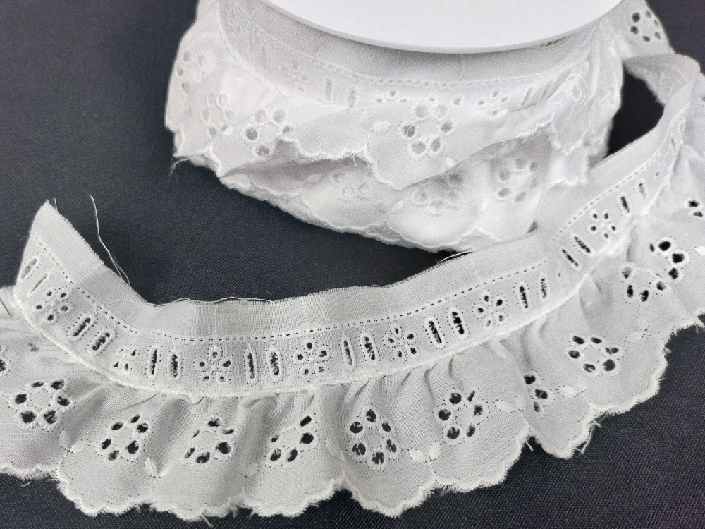 Tira bordada con pasacinta círculos flor 5 cm