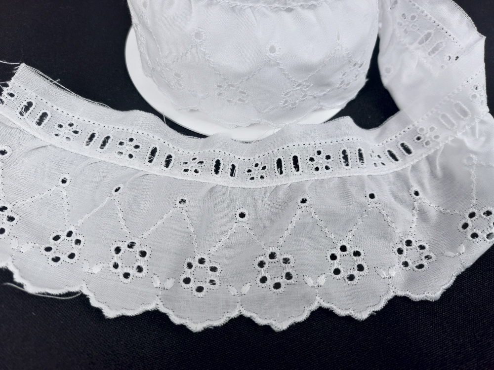 Tira bordada con pasacinta círculos flor 6 cm