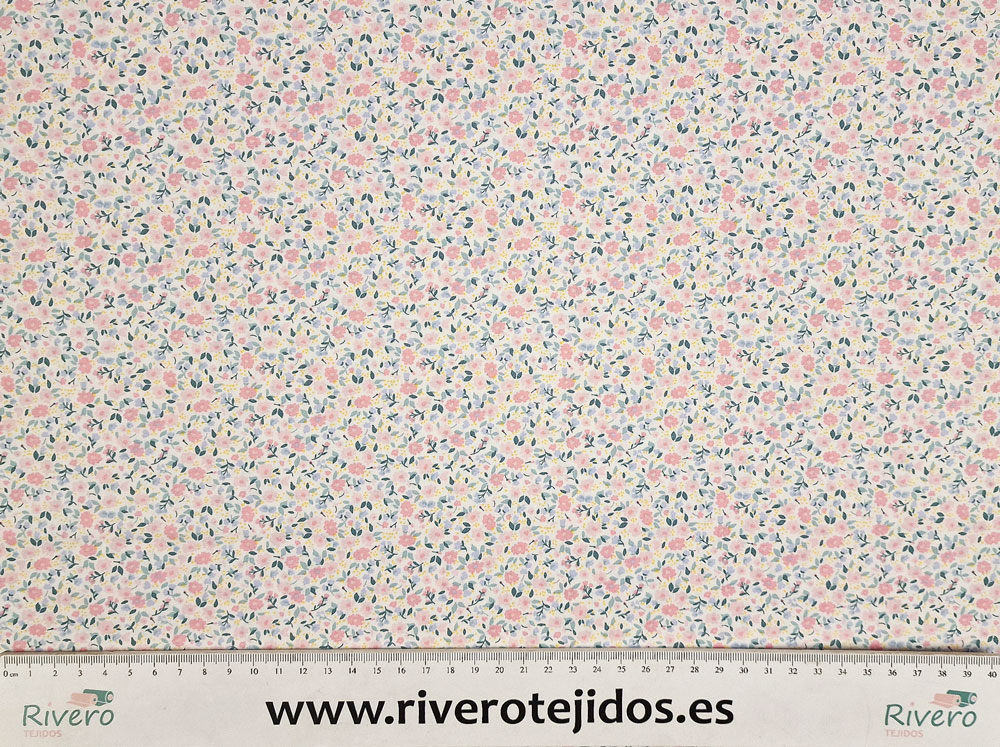 Algodón 100% Fleur rosa bebe