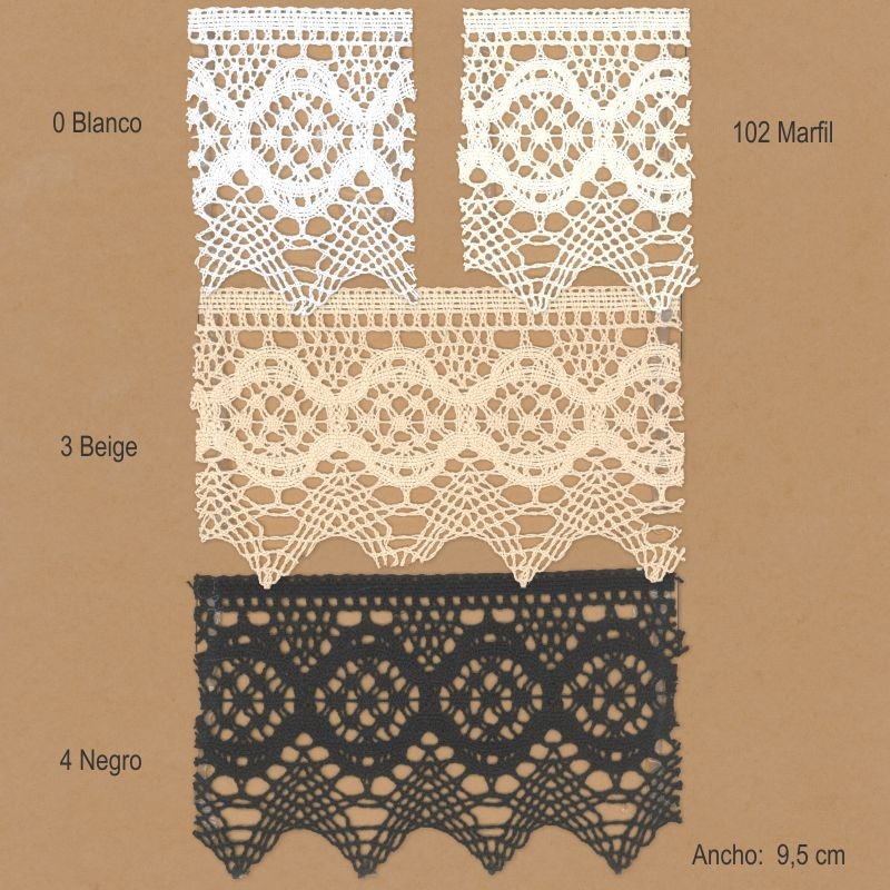 Encaje de algodón blanco acabado punta