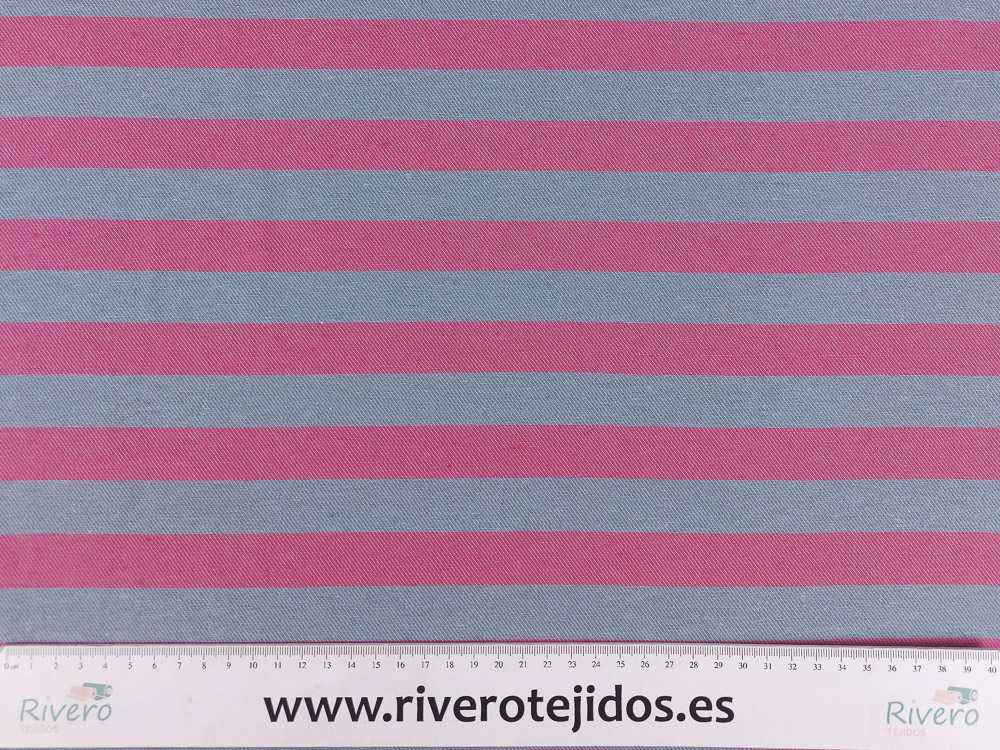 Loneta rayas fucsia y celeste