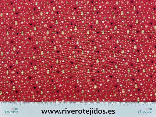 [9.9500] Algodón 100% pino navidad rojo