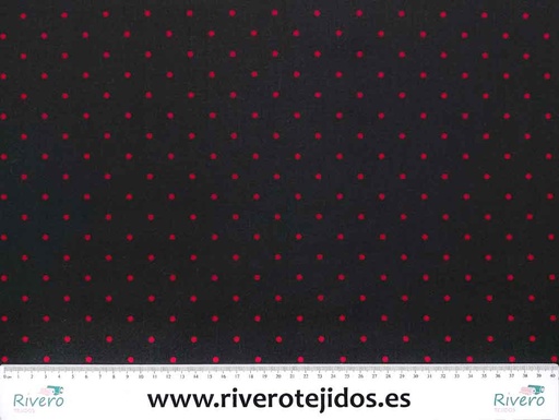 [9.0000] 2m Popelín negro lunar rojo pequeño