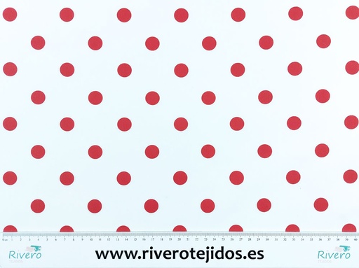 [1.5000] 0,50m Popelín fondo blanco lunar rojo