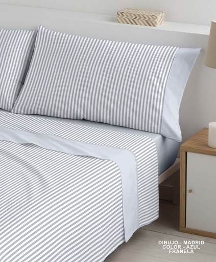 [8430223464389] Juego sábanas franela Madrid azul Polo polo