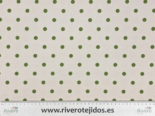 [010CRUDO-VERDE] Strech fondo crudo lunar verde aceituna 1cm