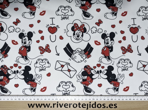 [10.8000] Algodón 100%, Minnie y Mickey mousse beso