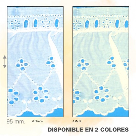 Tira bordada con pasacinta círculos flor 8,5 cm