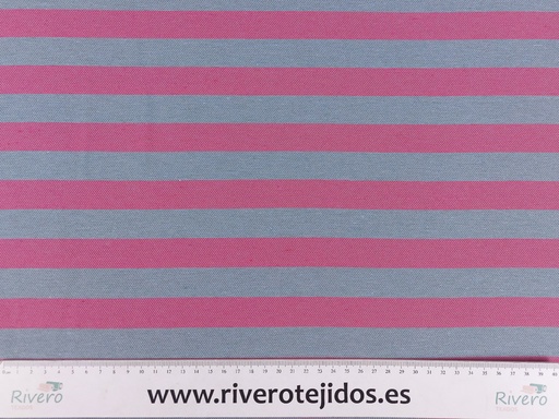 [RAYA1000] Loneta rayas fucsia y celeste