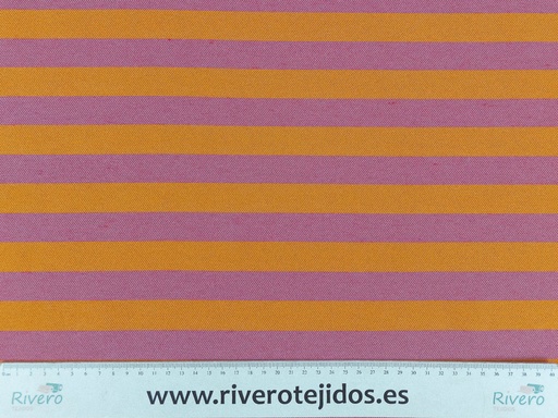 [RAYA1002] Loneta rayas naranja y rosa
