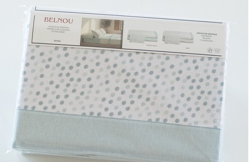 [8420749622844] Sábana Invierno Franela 100% Algodón BELNOU Gotas verde cama 105