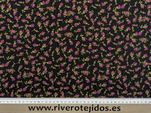 [9.9500] Viscosa negra flor rosa